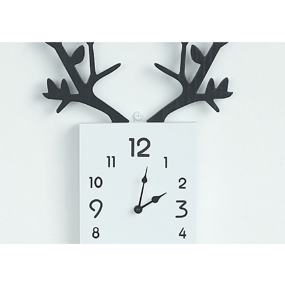 50 X 35Cm Simple Wooden Antler Wall Clock Roman Numerals Wall Home Office Decor