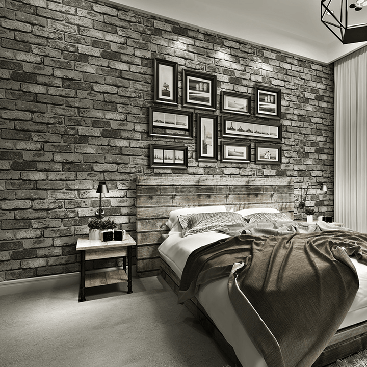 3D Effect Slate Brick Wall Decal Sticker - Self-Adhesive Faux Wallpaper for TV Wall Decor