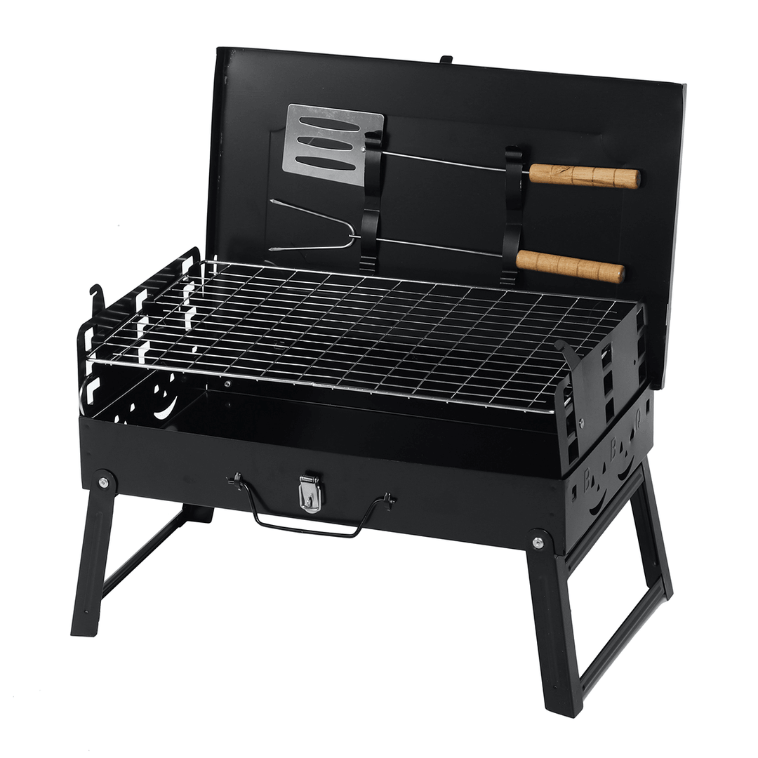 Heavy-Duty Folding Barbecue Oven Set Campfire Grill Outdoor Portable BBQ Grill Square Stove Set