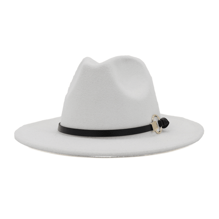 Simple Belt Flat Brim and Big Rim All-Match Jazz Hat