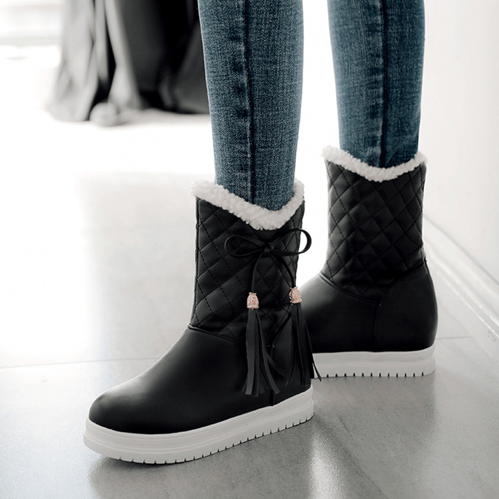 Warm Flat Platform Slip on Causal Soft Ankle Snow Boots