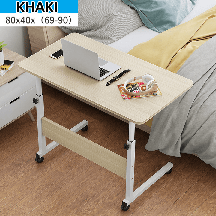 Computer Laptop Desk Adjustable Height Moveable Bed Side Writing Study Table Bookshelf with Storage Racks Home Office Furniture - MRSLM