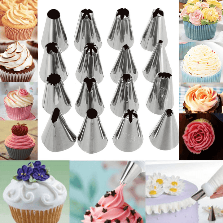 16 Pcs Set Russian Piping Tips Multi-Shape Icing Npzzles Cake Decoration Top Baking Accessories