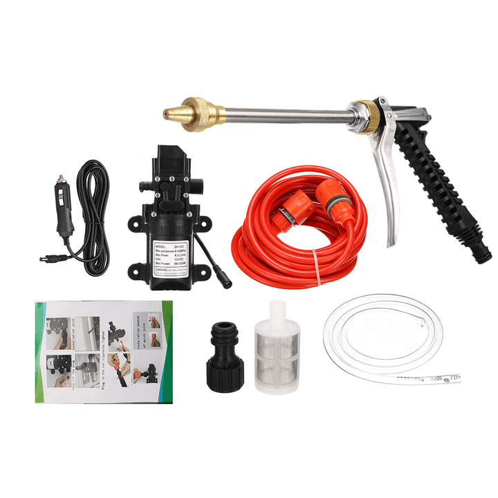 12V Portable High Pressure Washer Car Cleaner Water Wash Pump Sprayer Guns + 10M Tube - MRSLM