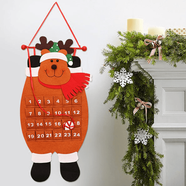 Christmas Countdown Calendar Snowman Deer Hanging Advent Calendar Decorations Home Decor