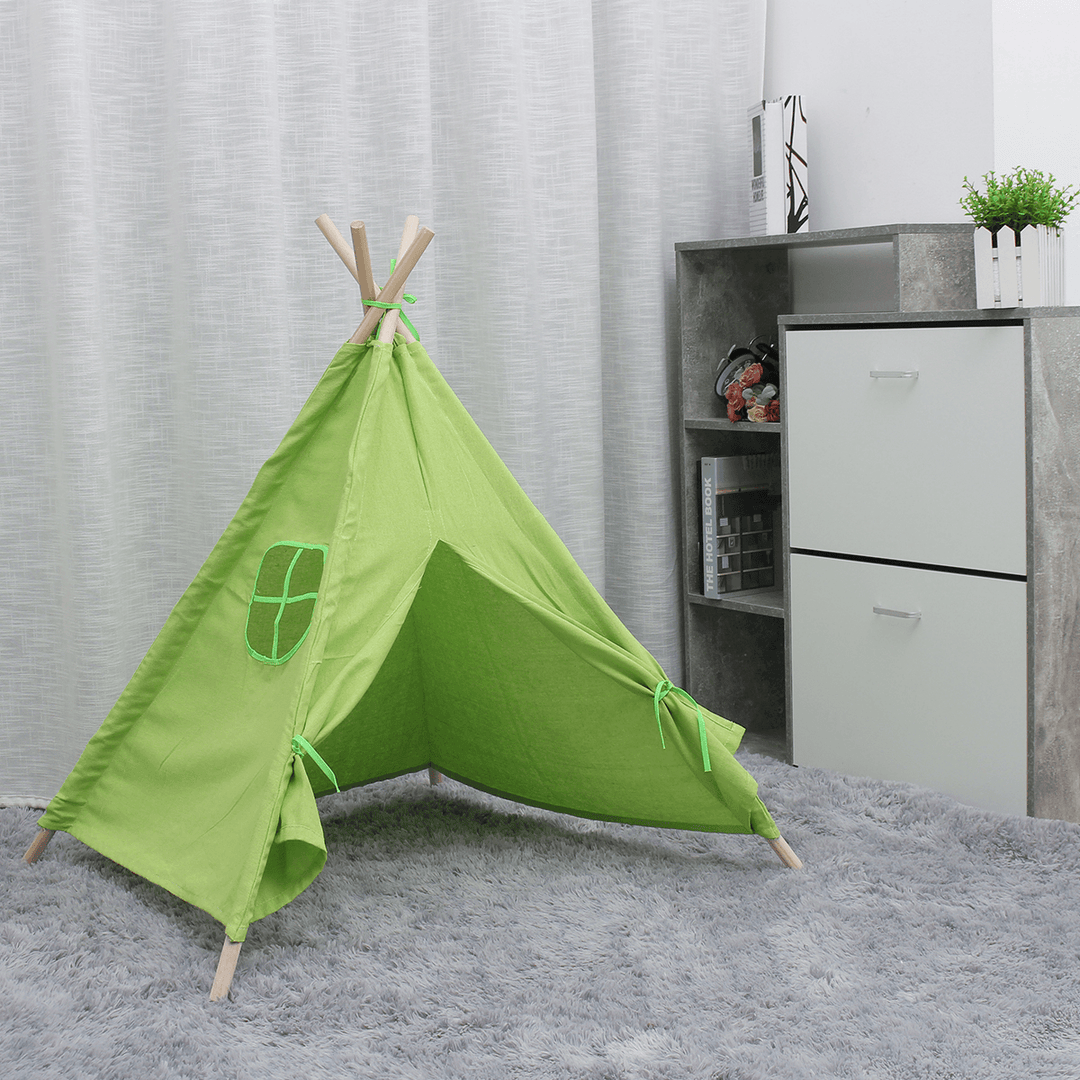 1.1M Portable Wooden Kids Play Tent Castle for Kids Portable Playhouse Children House for Indoor Outdoor Use