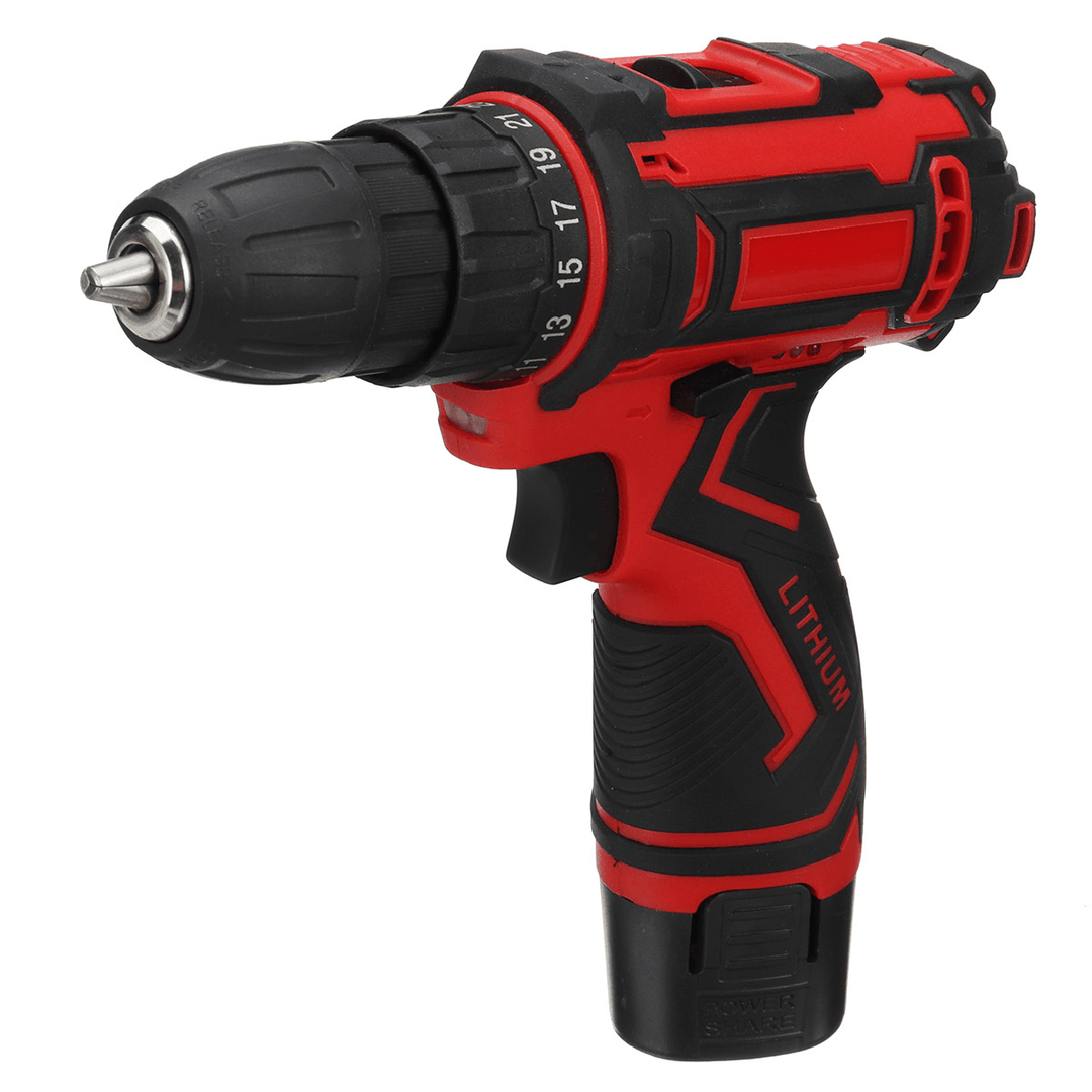 12V 300W 2 Speed Cordless Drill Driver 25+1 Torque 1350 RPM 10Mm Electric Screwdriver W/ 1/2 Battery