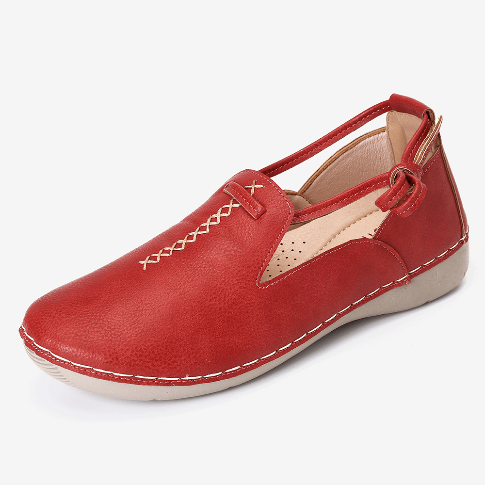 Pure Color Casual Comfy Walking Leather Loafers