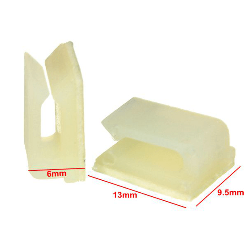 100Pcs Electrical Cable Clamp White Plastic Wire Tie Rectangle Cable Mount Clip Clamp Self-Adhesive Wiring Accessories