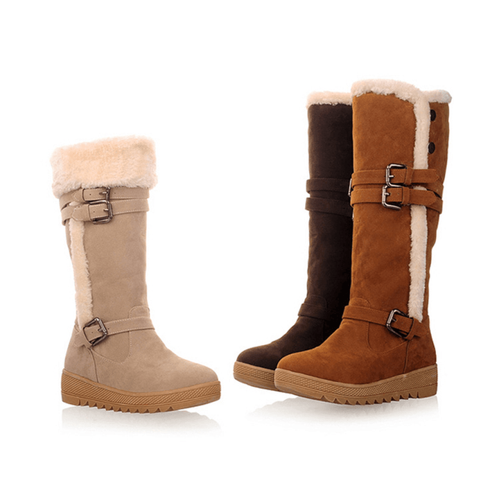 US Size 5-12 Women Winter Fur Lining Keep Warm Mid Calf Snow Boots