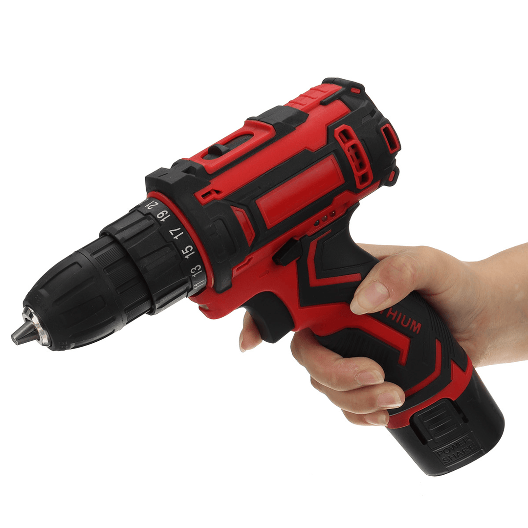 12V 300W 2 Speed Cordless Drill Driver 25+1 Torque 1350 RPM 10Mm Electric Screwdriver W/ 1/2 Battery