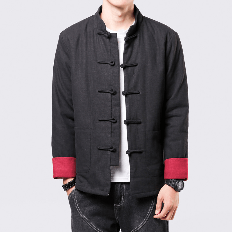 Fashionable and Simple Men'S Disc Button Padded Jacket