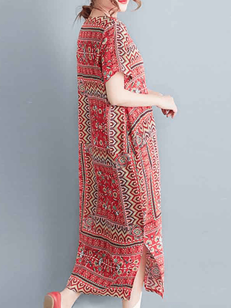 Ethnic Women Printing Cotton Vintage Dress