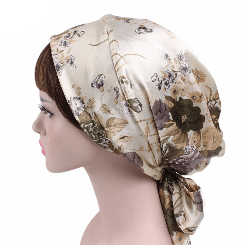 Satin Print Ribbon Bow Turban Hat