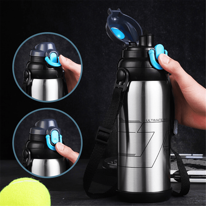 800ML Sports Stainless Steel Water Bottle with Strap Insulated Cup Thermal Vacuum Flask