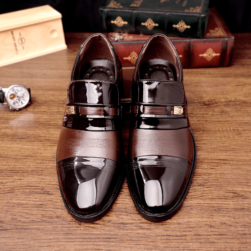 Men Leather Breathable Comfy Soft Sole Pointy Toe Dress Oxford Casual Business Shoes