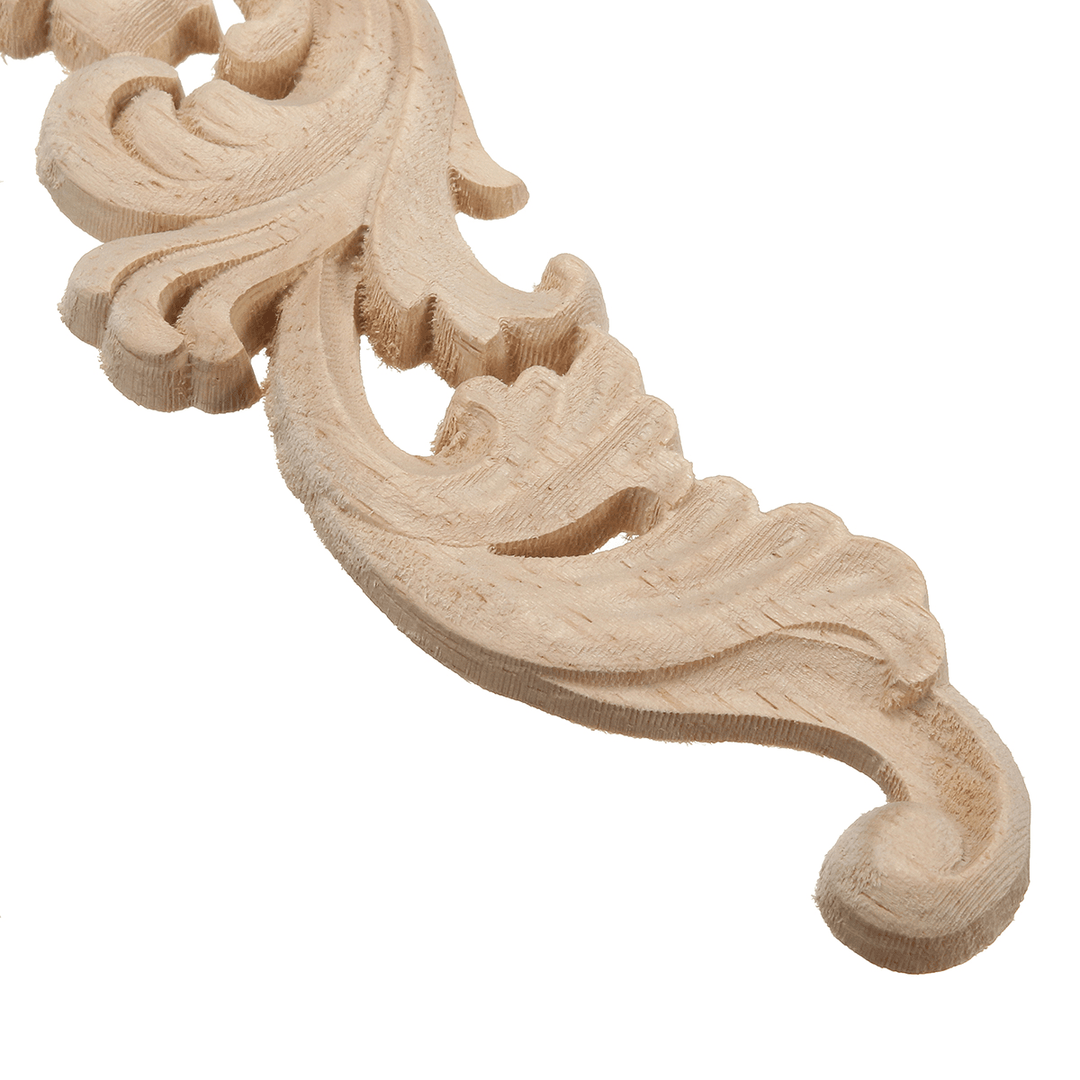 Wood Carving Applique Unpainted Flower Applique Wood Carving Decal 30X8Cm 20X5Cm