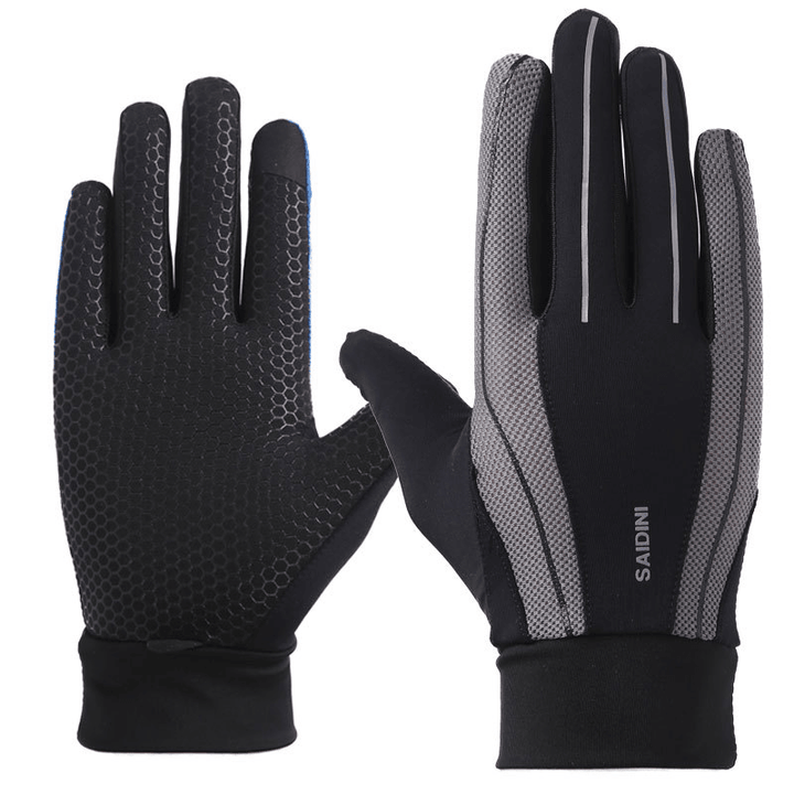 Mens Silicone Riding Non-Slip Touch Screen Gloves Thicken Windproof Full Finger Glove - MRSLM