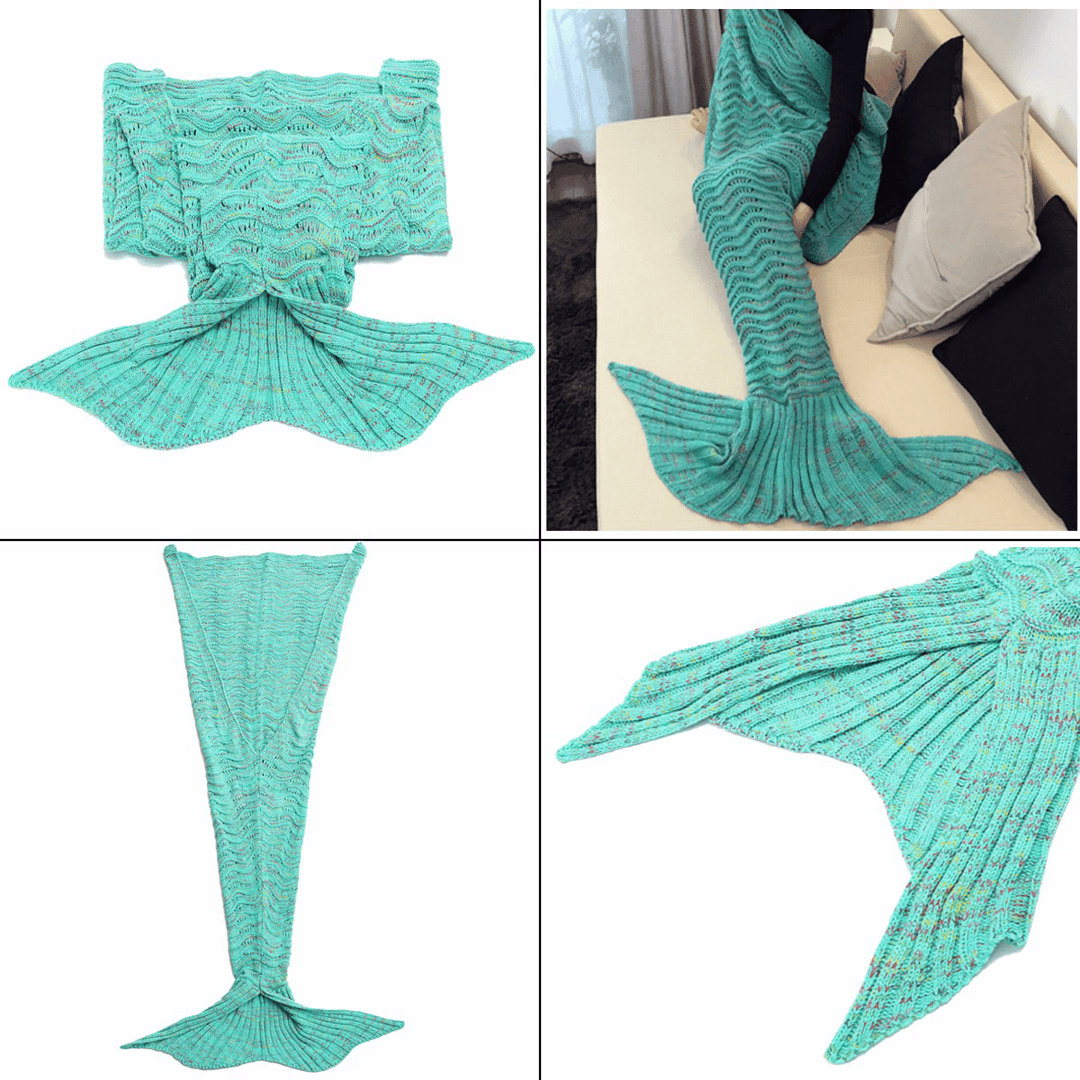 180Cm Super Soft Crocheted Mermaid Tail Blanket Knitting Kids&Adult Sofa Sleeping Bag - MRSLM