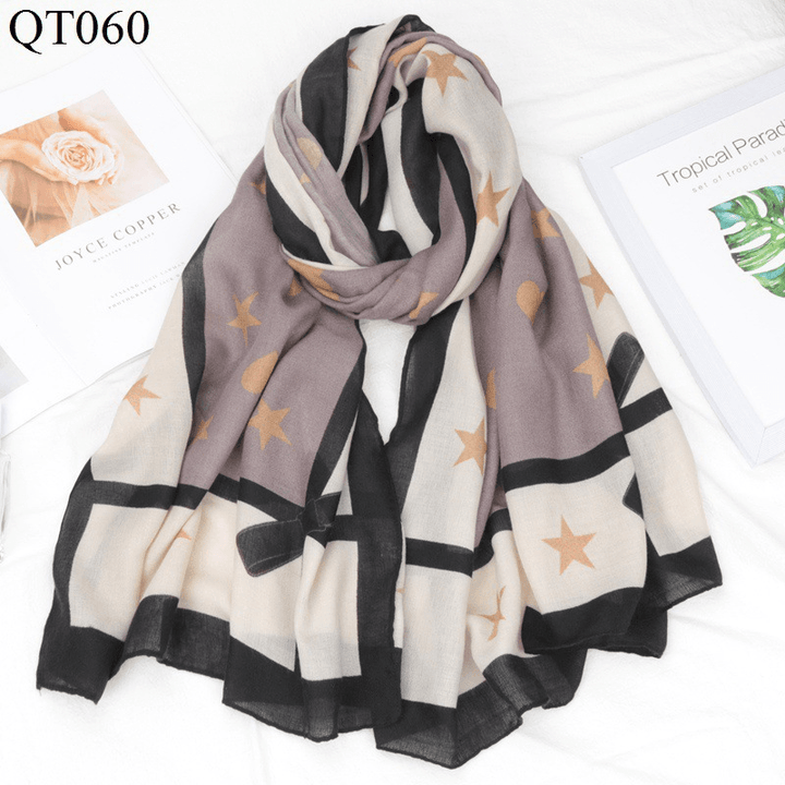 New Korean Style Cotton and Linen Scarf Women Fashion Trend Plaid Scarf Shawl Dual-Use