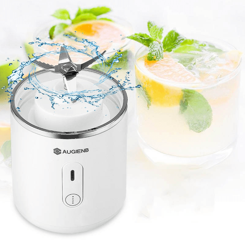 AUGIENB 500ML Electric Glass Juicer Cup Fruit Extractor Machines Personal Portable Blender Maker Shakes Ice Blender Mixer Juicer 6 Blade USB Rechargeable 20S Fast Stirring Camping Travel