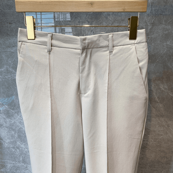 Men'S Casual Cropped Trousers Straight Trousers