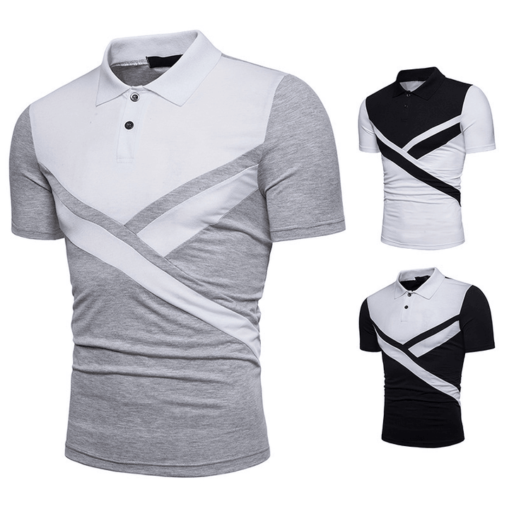 Irregular Stitching Short-Sleeved T-Shirt Polo Shirt