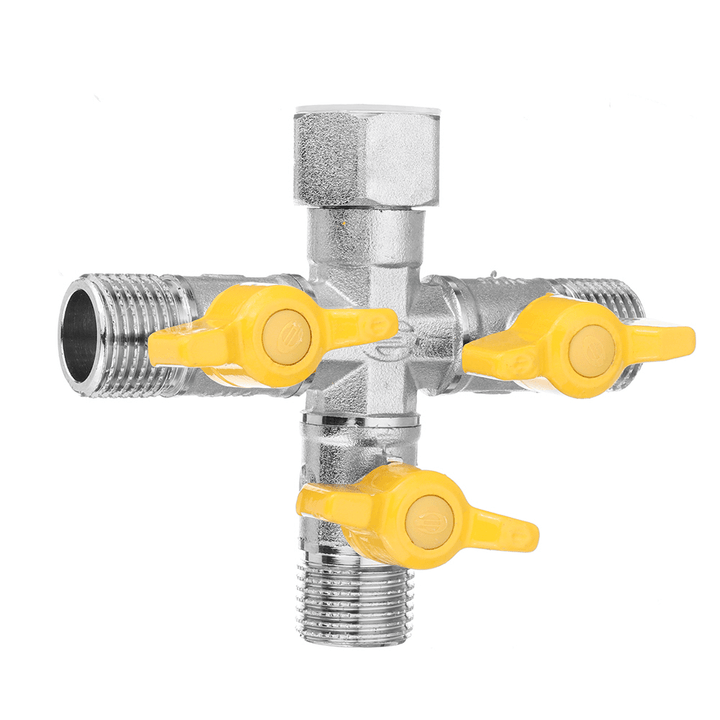 1/2" Garden Hose Tap Manifold Quick Connector Three Outlet 3 Way Water Splitter Valve Adapter for Washing Machine Faucet