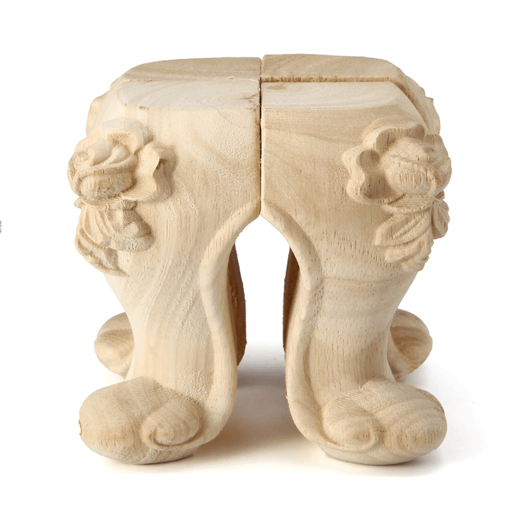 4Pcs 10/15Cm European Solid Wood Carving Furniture Foot Legs Unpainted Cabinet Sofa Seat Feets