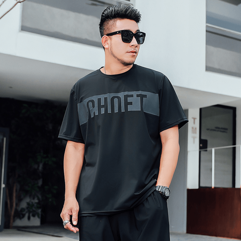 Silk Short-Sleeved Men'S Trend Loose and Cool T-Shirt