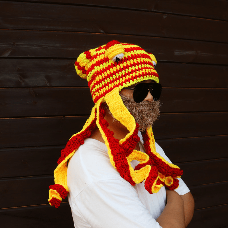 Octopus Hat Octopus Knitted Wool Hat plus Beard