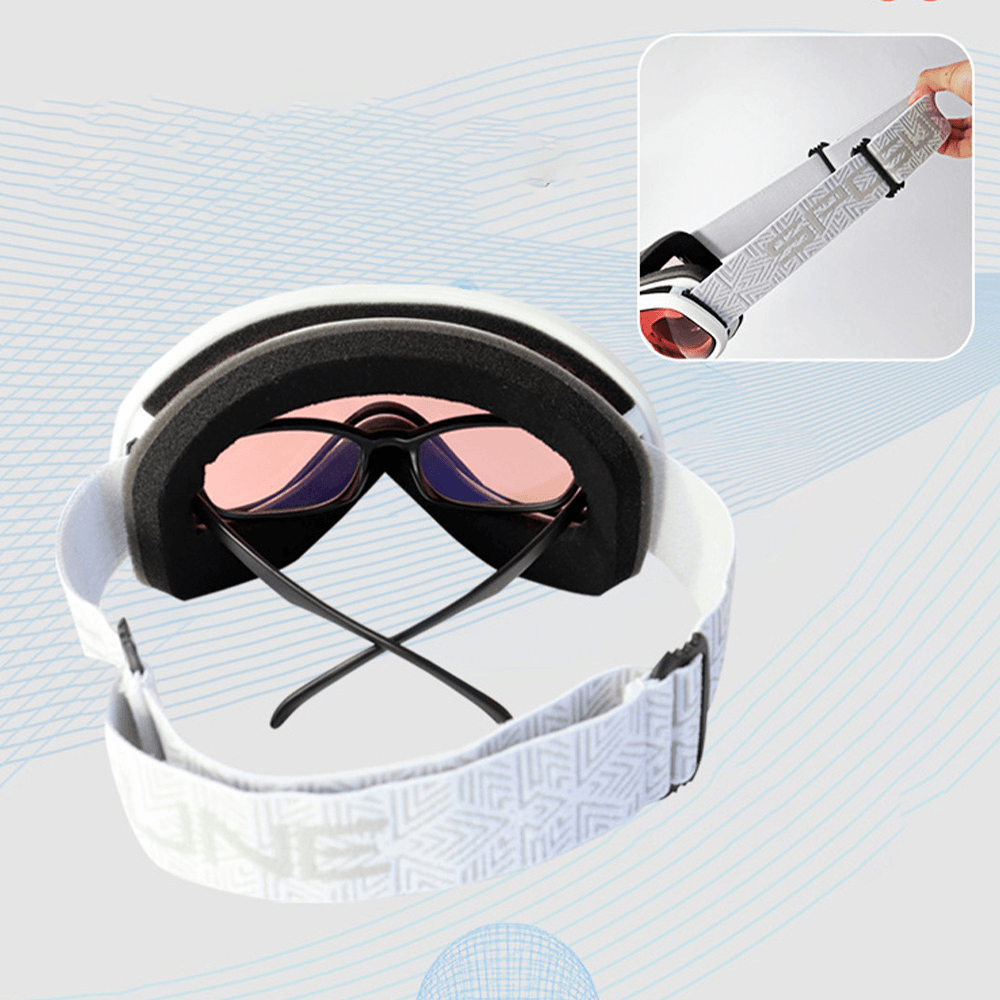 Unisex Double-Layer Ski Goggles Large Field of View Spherical Professional Dual-Lens Anti-Fog Windproof Goggles