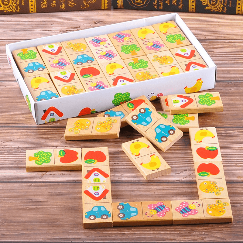 Garden Domino Jigsaw Solitaire Brand Beech Wooden Building Blocks Children'S Toys