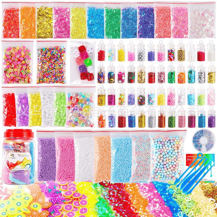 82PCS Slime Making DIY Kit Colorful Foam Ball Beads Sequins Gifts Kids Toys Improve PracticalÔºÜThinking Ability