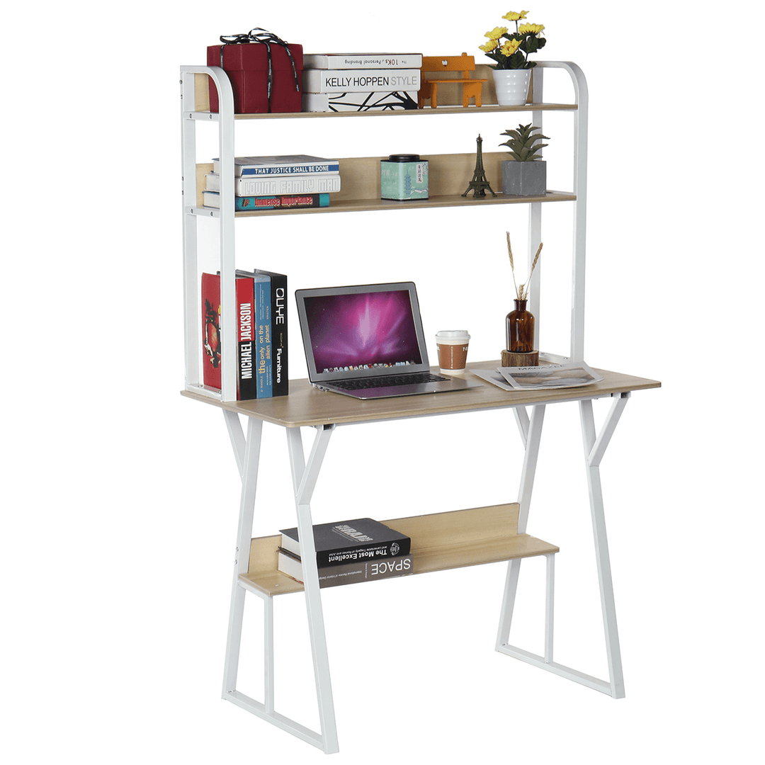 2 in 1 Computer Desk Storage Shelf Modren Student Writing Study Table Office Workstation Home Laptop Desk Bookshelf