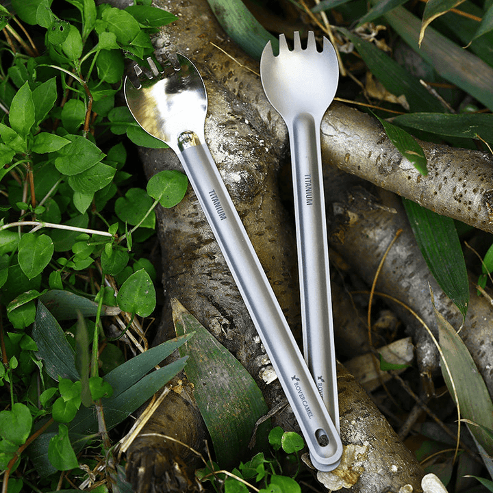 Ipree¬Æ Ta8121F Titanium Long Handle Fork Spoon Camping Picnic Tableware