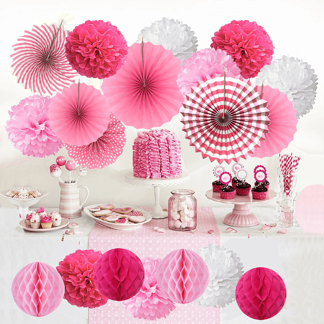 19Pcs Tissue Paper Pom Poms Flower Balls Pompom for Wedding Party Home Baby Shower Decorations