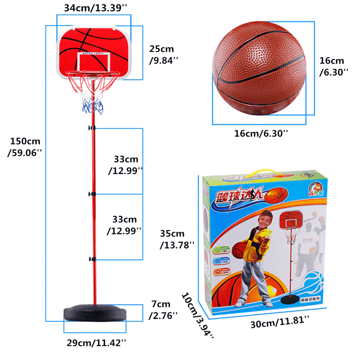 49-150Cm Adjustable Basketball Hoop Stand Basketball Backboard Mount Kids Toys Game with Basketball Air Pump