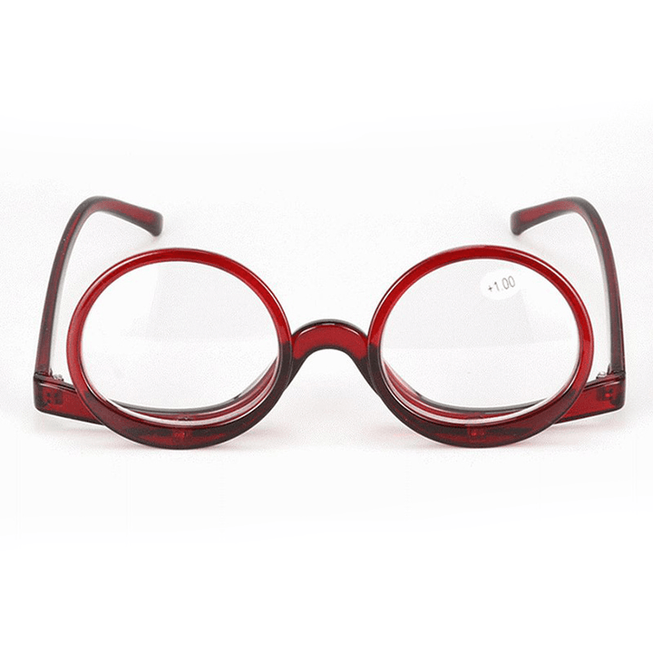 Unisex Flip-Up round Frame Reading Glasses Makeup Glasses