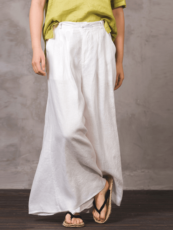 100% Cotton Woman Loose Fit Floor Length Pants - MRSLM