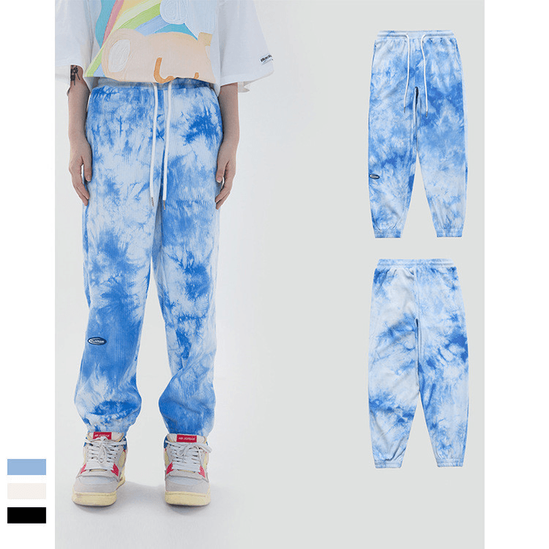 Tie-Dye Ink Loose-Fitting National Trend Casual Pants