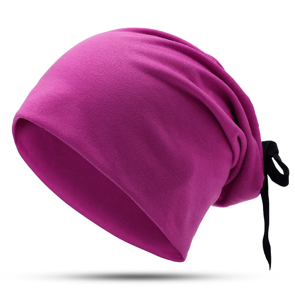 Women Summer Plain Color Turban Hat Casual Bow Skullcap Beanie Caps - MRSLM