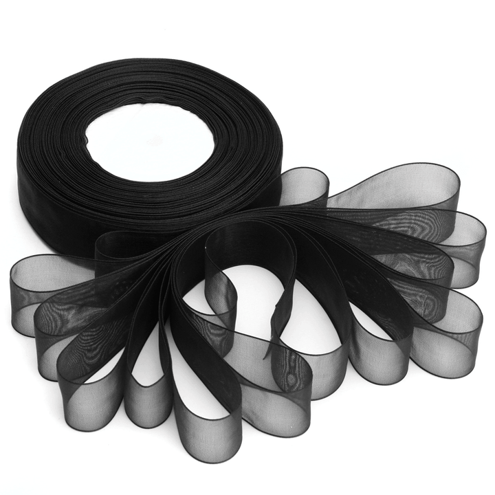 50 Yard 25Mm Transparent Organza Ribbon Wedding Party DIY Decoration - MRSLM