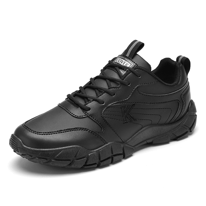 Men Leather Breathable Soft Sole Brief Pure Color Comfy Casual Sports Shoes