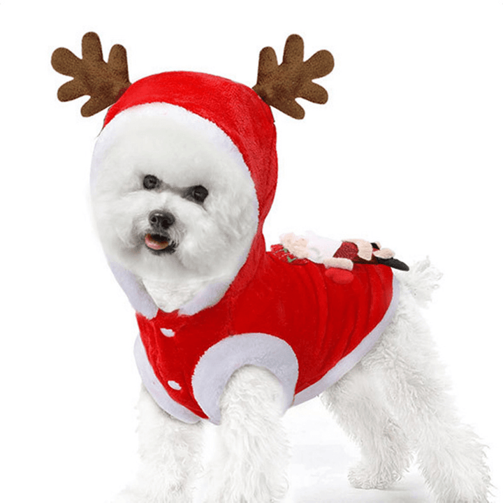 2020 Christmas Pet Clothes for Dogs Cats Costume Santa Claus Puppy Cat Clothes Winter Warm Dog Jacket Coats for Pet Hoodies Clothing