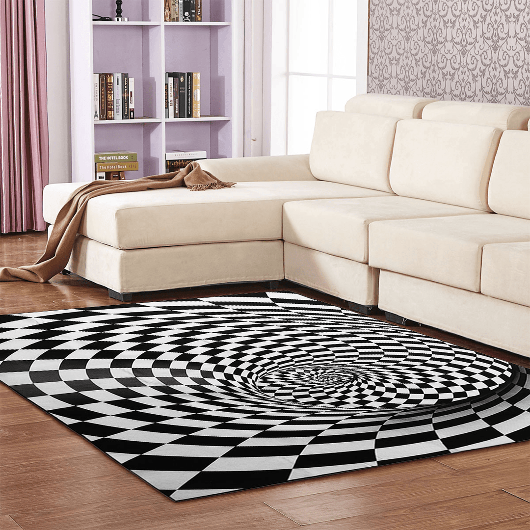 3D Room Non-Slip Swirl Optical Illusion Area Rug Carpet Door Mats Floor Pad for Home Bedroom Decoration