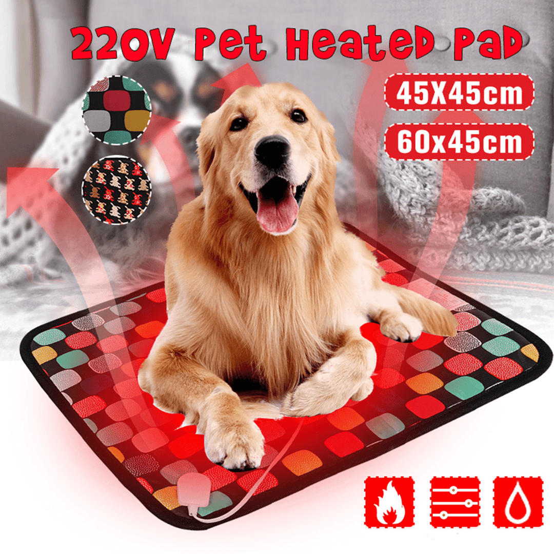 3-Mode 220V Pet Dog Cat Puppy Electric Heater Pad Bed Mat Whelping Box Waterproof 60*45Cm/45*45Cm