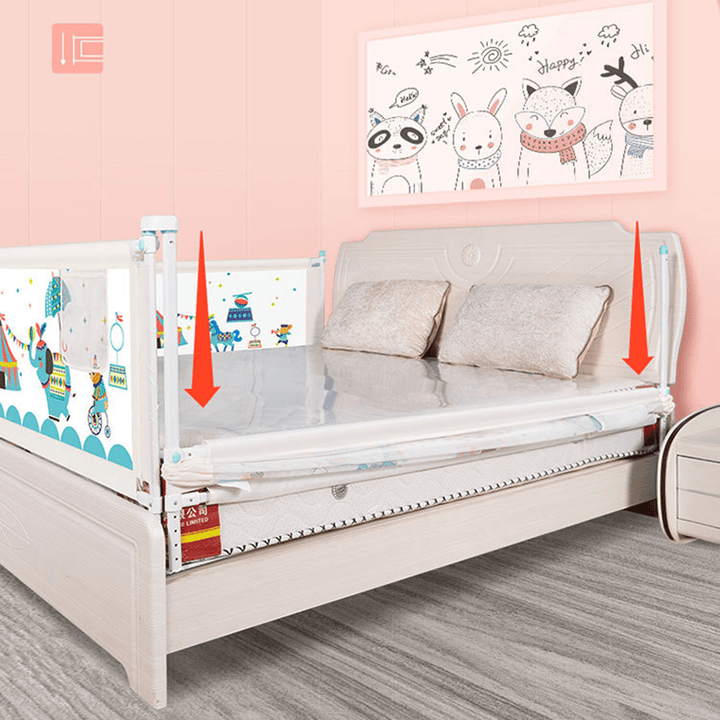 1.5/1.8/2M 8-Levels Adjustable Height Baby Bed Rail Fence Guardrail with Double Button Lock Toddler Safety Gate Children Protective Gears