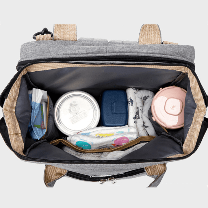 2 in 1 Foldable Diaper Bag Large Capacity Baby Crib Backpack Nappy Mummy Bags for Mom Outdoors Travel