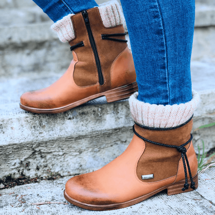 Large Size Women Retro Warm Daily Winter Sock Splicing Boots